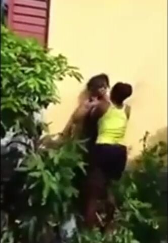 Black Lady Fights with Neighbor Naked
