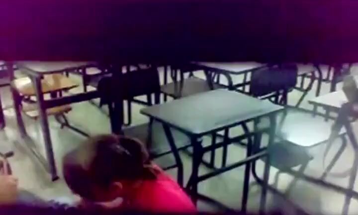 Teacher caught giving blowjob to a horny student