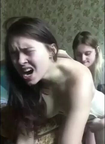 Big Sister Fucks Little Sister's Tight Pussy With A Big Dildo