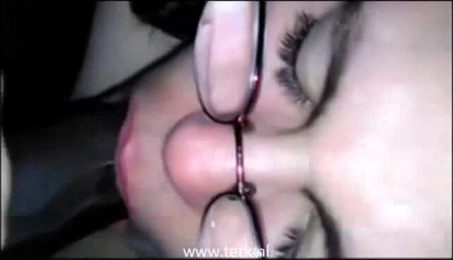 Cute girl crying and puking by forced blowjob