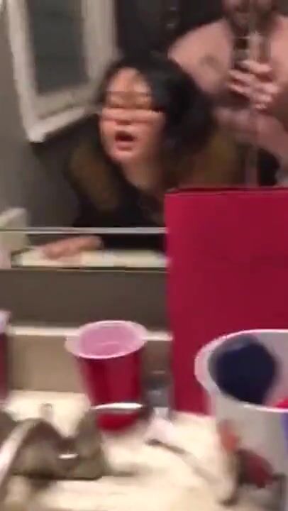 Brother fucks his nerdy sister with glasses at a party